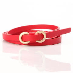 Concise 8 buckle colorful PU leather belt skinny knot belt