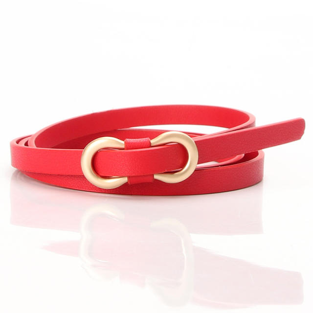 Concise 8 buckle colorful PU leather belt skinny knot belt