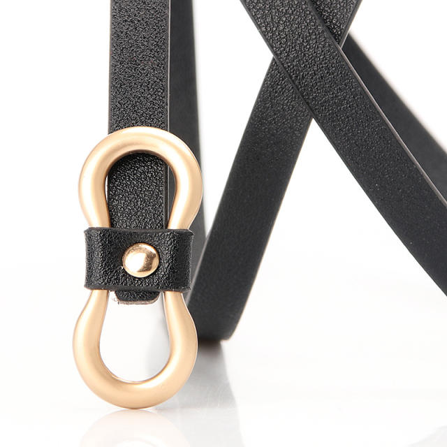 Concise 8 buckle colorful PU leather belt skinny knot belt