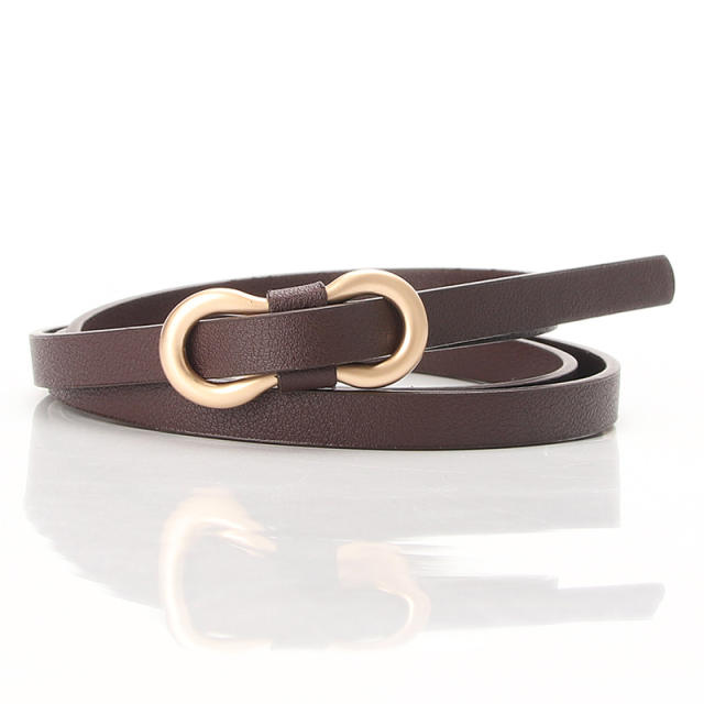 Concise 8 buckle colorful PU leather belt skinny knot belt