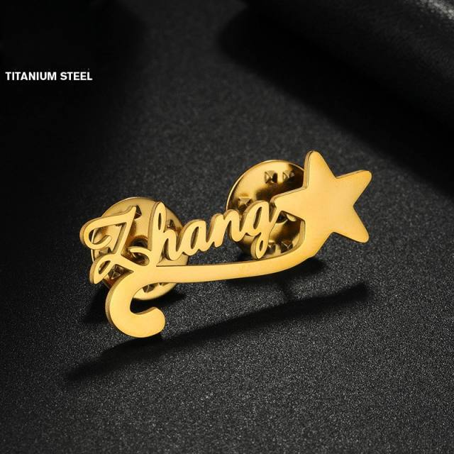 Personality custom name stainless steel brooch