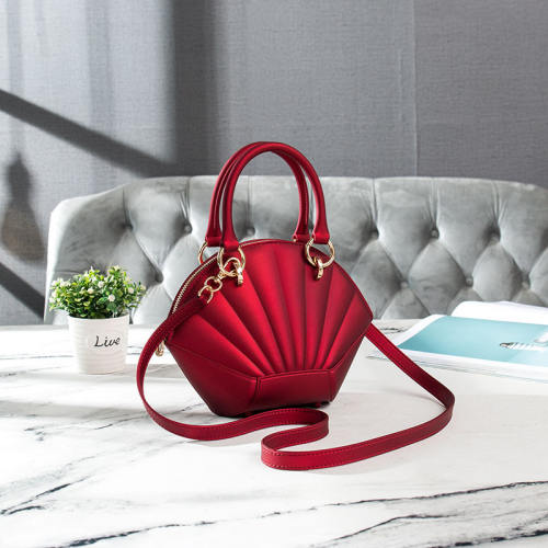 Summer Matte design plain color PVC material shell shape handbag