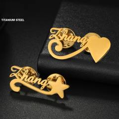 Personality custom name stainless steel brooch