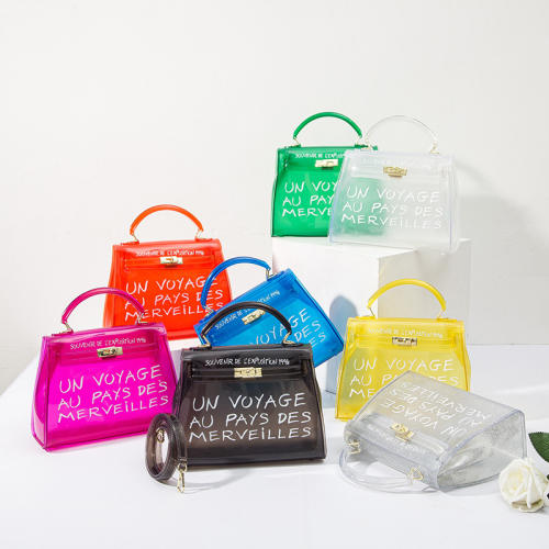 Summer hot sale candy color clear PVC handbag crossbody bag