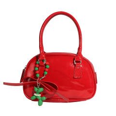 Popular cute black red color Boston Bag handbag with puppy charm
