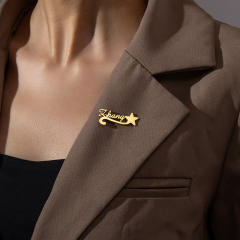 Personality custom name stainless steel brooch