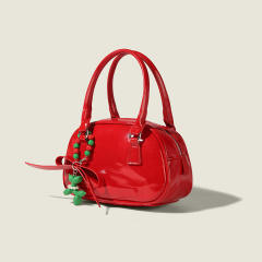 Popular cute black red color Boston Bag handbag with puppy charm