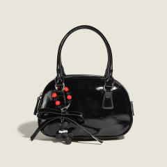 Popular cute black red color Boston Bag handbag with puppy charm
