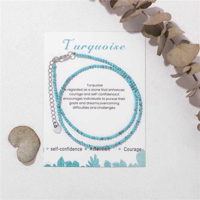 Chic tiny bead colorful natural stone bead choker necklace
