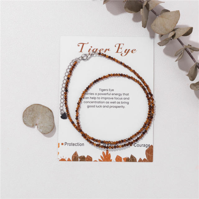 Chic tiny bead colorful natural stone bead choker necklace
