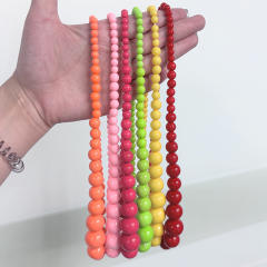Summer candy color acrylic bead necklace circle earrings set