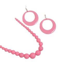 Summer candy color acrylic bead necklace circle earrings set