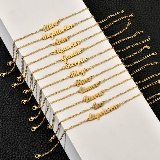 Classic zodiac series cable chain stainless steel anklet