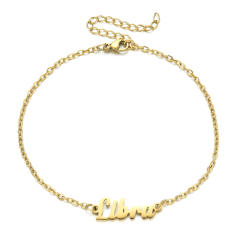 Classic zodiac series cable chain stainless steel anklet