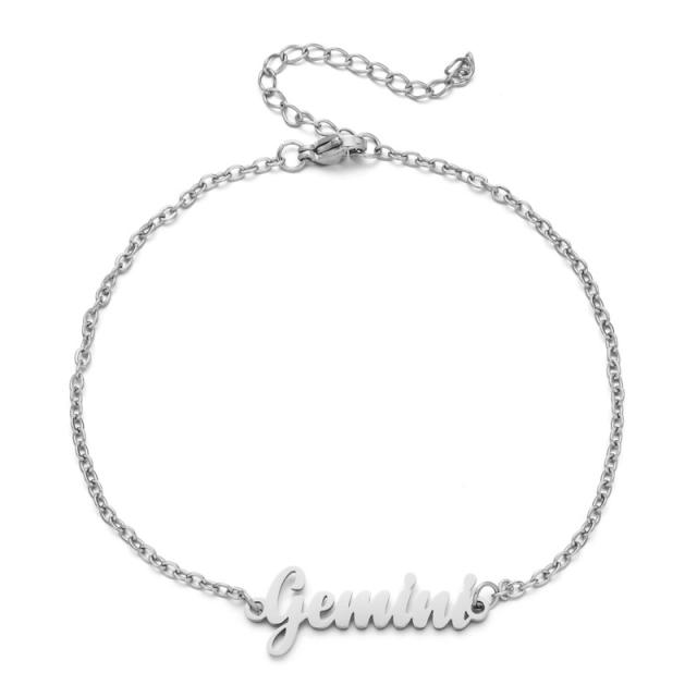 Classic zodiac series cable chain stainless steel anklet