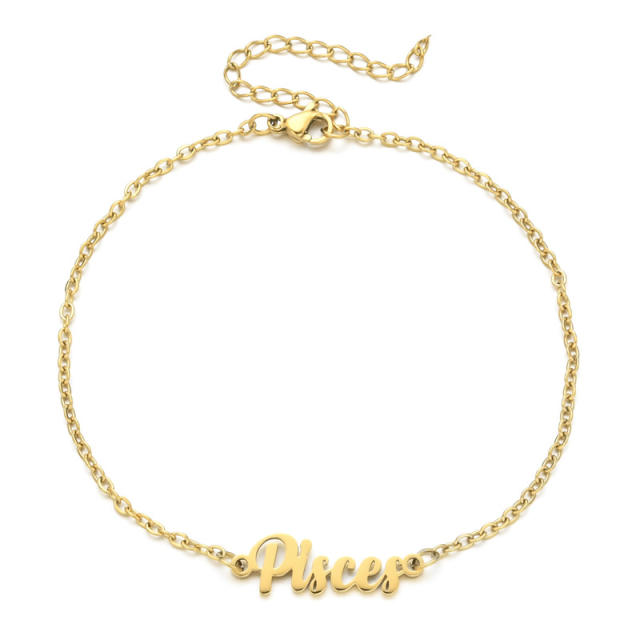 Classic zodiac series cable chain stainless steel anklet