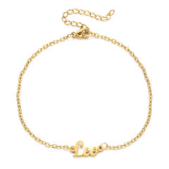 Classic zodiac series cable chain stainless steel anklet