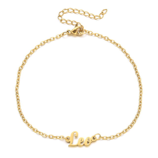 Classic zodiac series cable chain stainless steel anklet