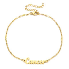 Classic zodiac series cable chain stainless steel anklet