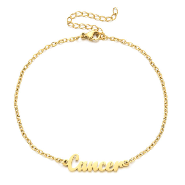 Classic zodiac series cable chain stainless steel anklet