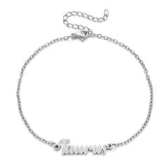 Classic zodiac series cable chain stainless steel anklet