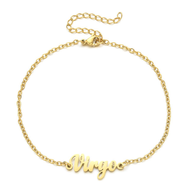 Classic zodiac series cable chain stainless steel anklet