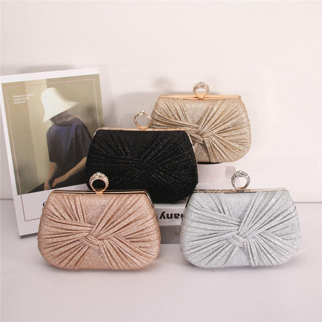 New design folded design gliter women evening bag clutch bag