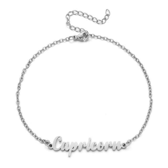 Classic zodiac series cable chain stainless steel anklet