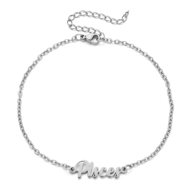 Classic zodiac series cable chain stainless steel anklet