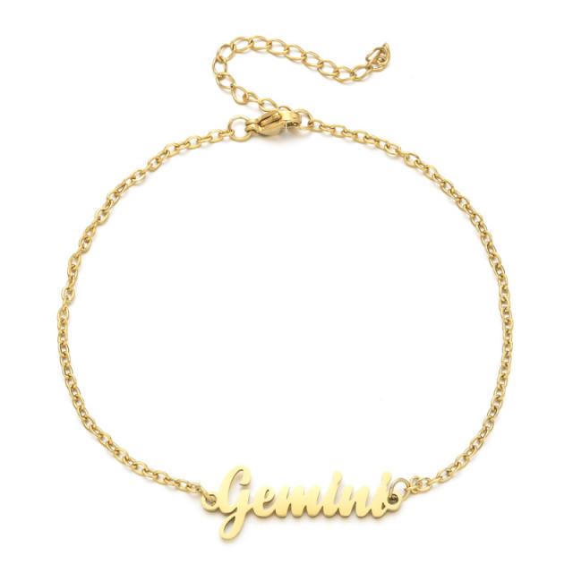 Classic zodiac series cable chain stainless steel anklet