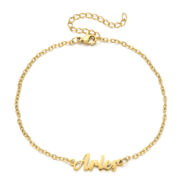 Classic zodiac series cable chain stainless steel anklet