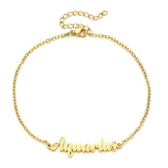 Classic zodiac series cable chain stainless steel anklet