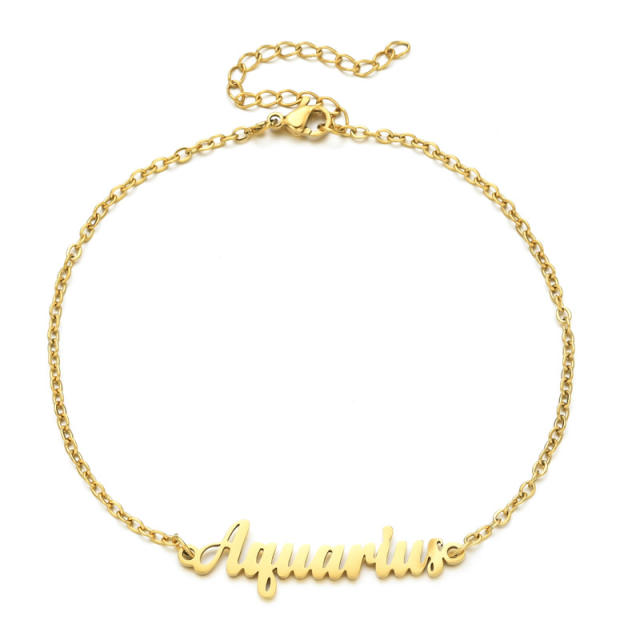 Classic zodiac series cable chain stainless steel anklet
