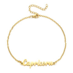 Classic zodiac series cable chain stainless steel anklet