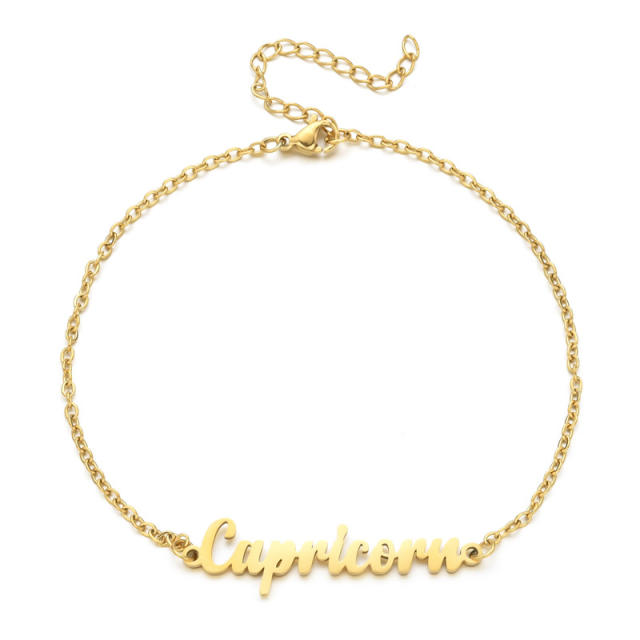 Classic zodiac series cable chain stainless steel anklet