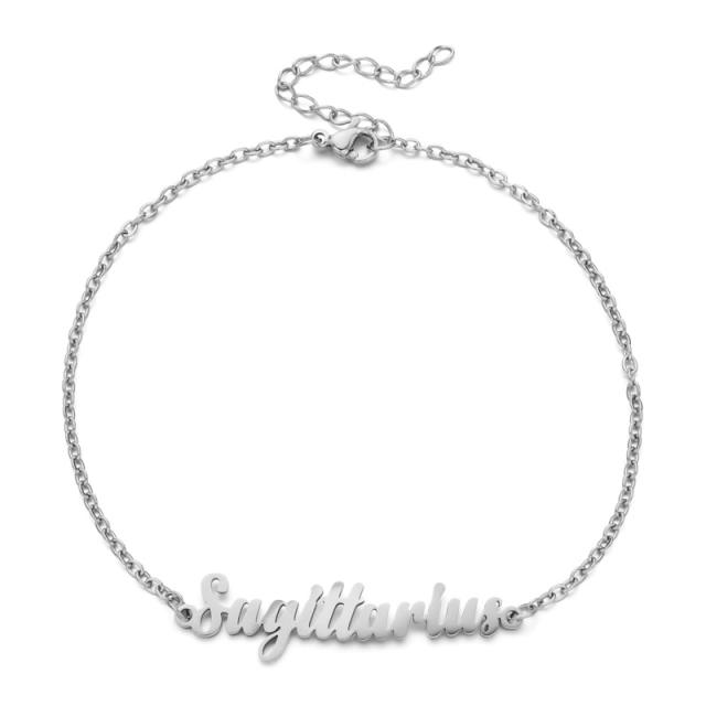 Classic zodiac series cable chain stainless steel anklet