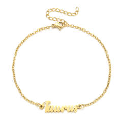 Classic zodiac series cable chain stainless steel anklet