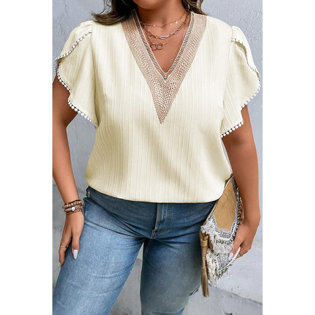 Plus size V neck chiffon women tops