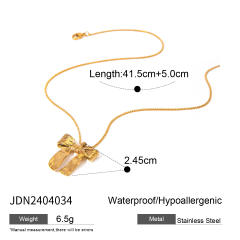 18KG dainty bow stainless steel necklace