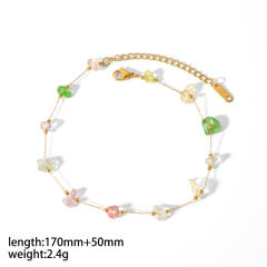 18KG natural fresh natural stone stainless steel anklet bracelet