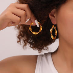 Chic twisted hoop earrings stainless steel earrings