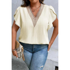 Plus size V neck chiffon women tops