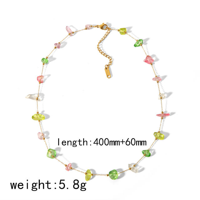 18KG natural fresh natural stone stainless steel anklet bracelet