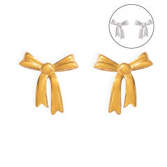 Korean fashion sweet bow stainless steel studs earrings