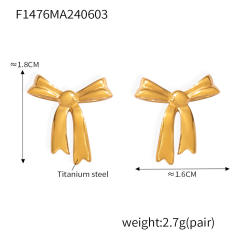 Korean fashion sweet bow stainless steel studs earrings