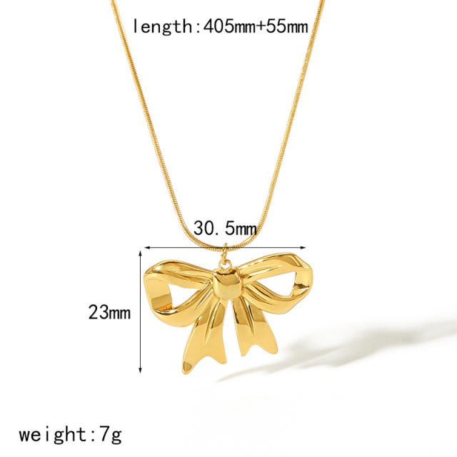 18KG creative bow dainty stainless steel necklace collection