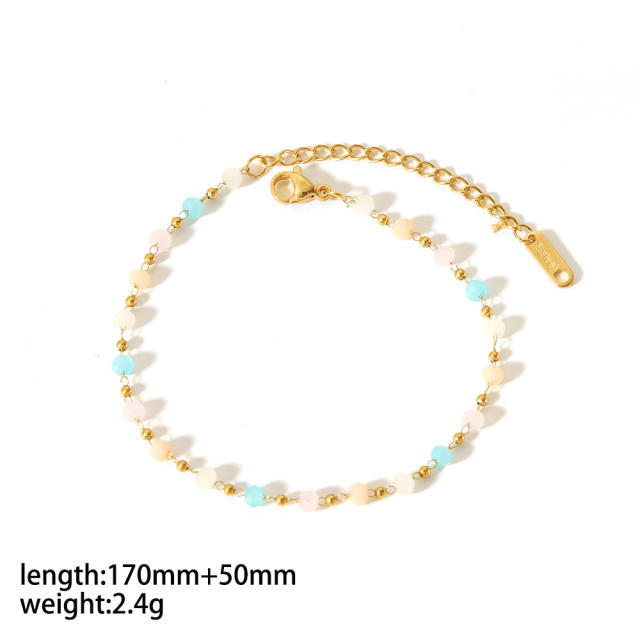 18KG natural fresh natural stone stainless steel anklet bracelet