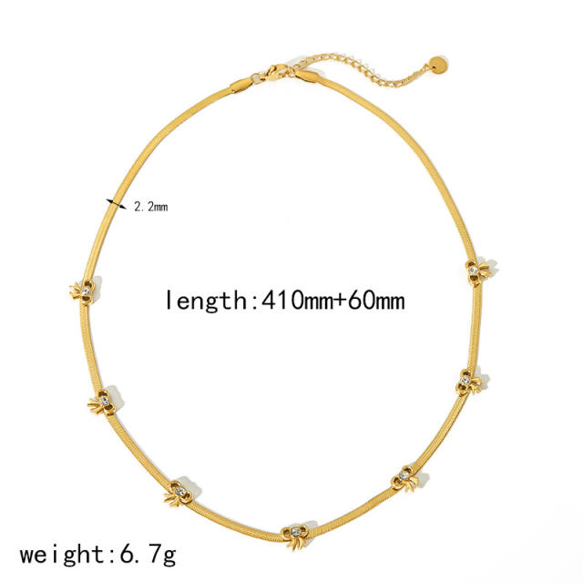 18KG creative bow dainty stainless steel necklace collection