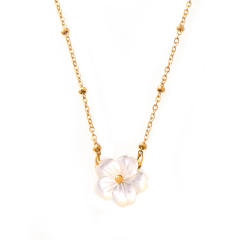18KG shell flower dainty stainless steel necklace