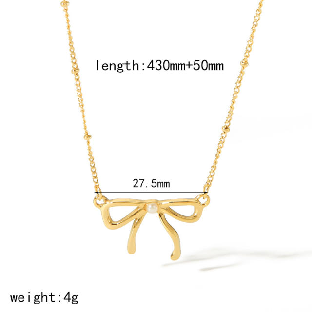18KG creative bow dainty stainless steel necklace collection